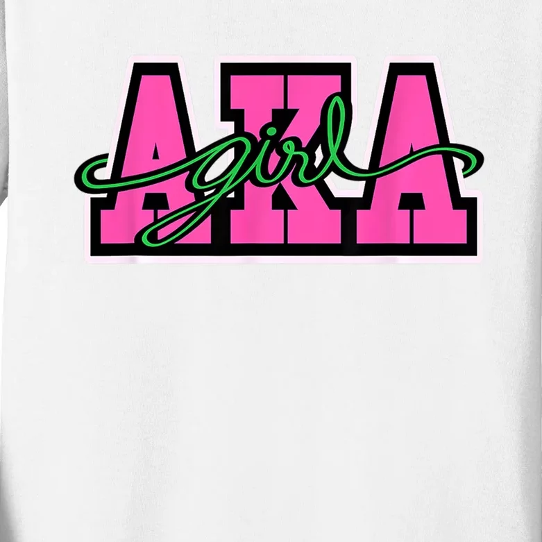 AKA Sorority Pretty Girl Greek Letters Kids Long Sleeve Shirt