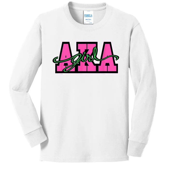 AKA Sorority Pretty Girl Greek Letters Kids Long Sleeve Shirt