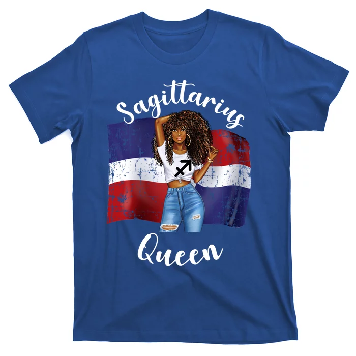 Afro Sagittarius Queen From Dominican Republic Zodiac Cool Gift T-Shirt