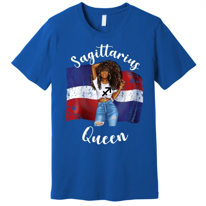 Afro Sagittarius Queen From Dominican Republic Zodiac Cool Gift Premium T-Shirt