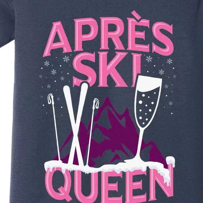 Apres Ski Queen Skiing Winter Sports Funny Party Baby Bodysuit