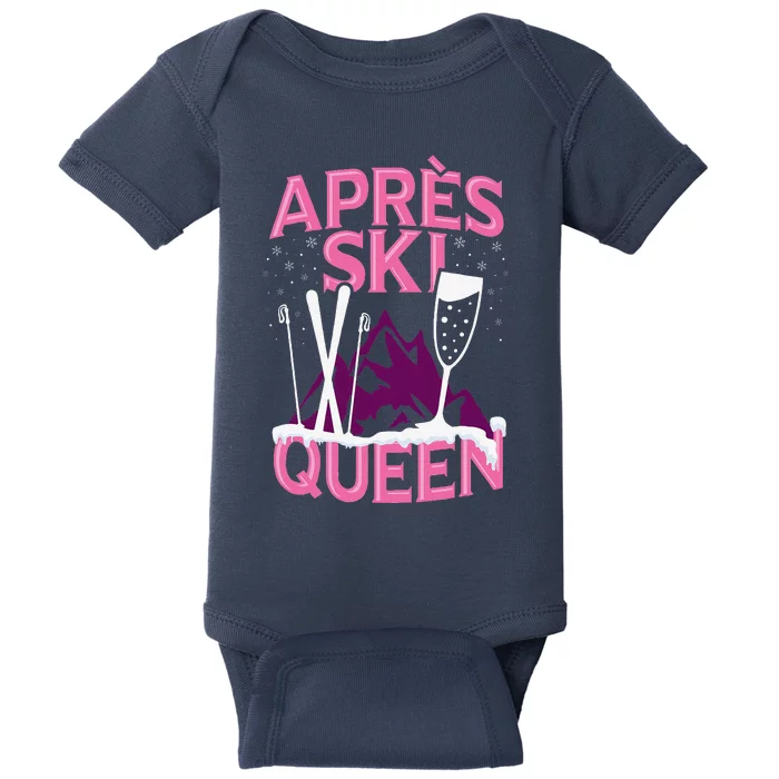 Apres Ski Queen Skiing Winter Sports Funny Party Baby Bodysuit