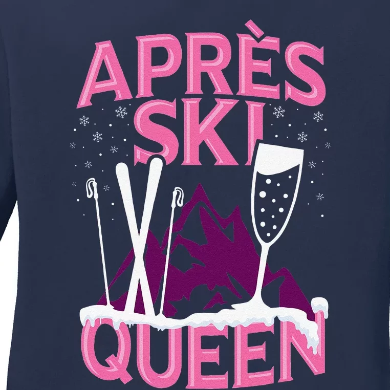 Apres Ski Queen Skiing Winter Sports Funny Party Ladies Long Sleeve Shirt