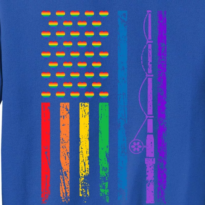 American Sports Rainbow Flag Lgbt Pride Month Fishing Rod Cool Gift Tall Sweatshirt