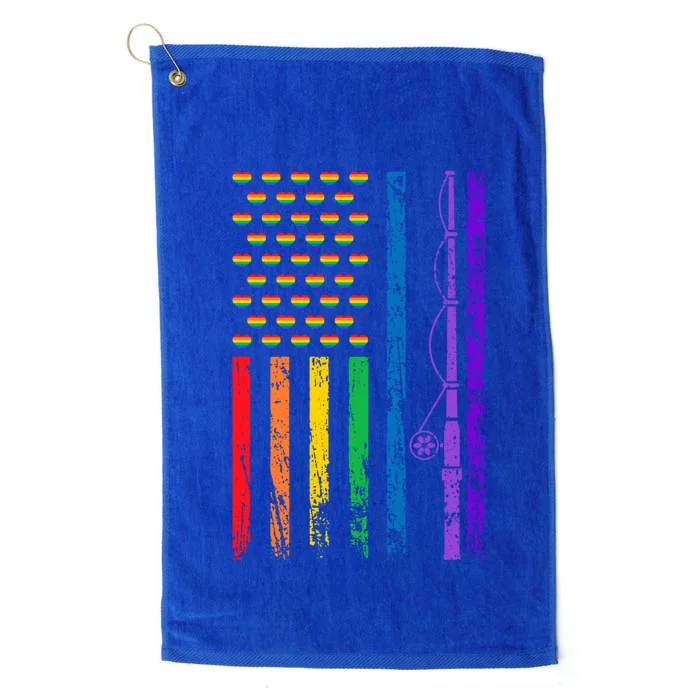 American Sports Rainbow Flag Lgbt Pride Month Fishing Rod Cool Gift Platinum Collection Golf Towel