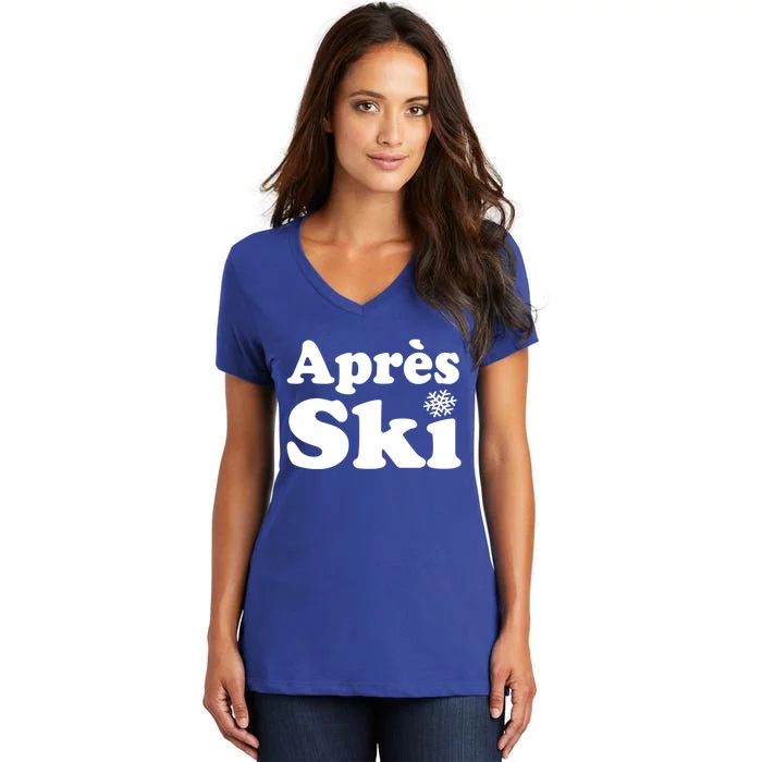 Apres Ski Retro Style Snowflake Gift Women's V-Neck T-Shirt