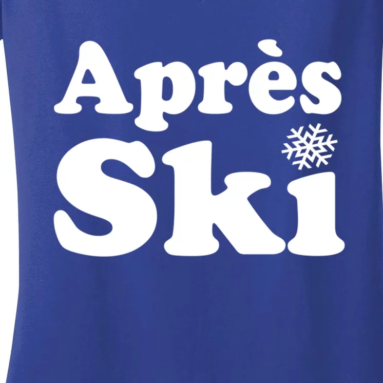 Apres Ski Retro Style Snowflake Gift Women's V-Neck T-Shirt