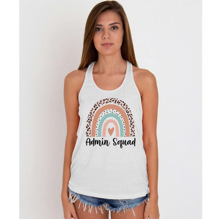 Admin Squad Rainbow Matching Admin Team Assistants Staff Gift Women's Knotted Racerback Tank