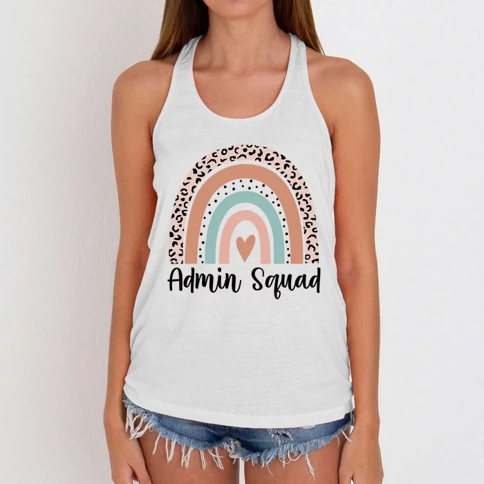 Admin Squad Rainbow Matching Admin Team Assistants Staff Gift Women's Knotted Racerback Tank