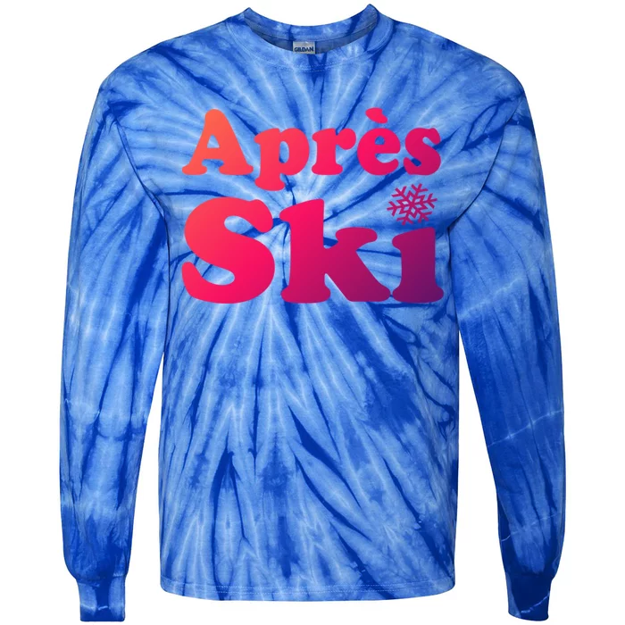 Apres Ski Retro Style Snowflake Gift Tie-Dye Long Sleeve Shirt