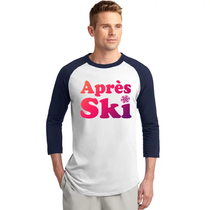 Apres Ski Retro Style Snowflake Gift Baseball Sleeve Shirt