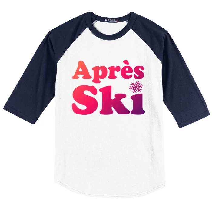 Apres Ski Retro Style Snowflake Gift Baseball Sleeve Shirt