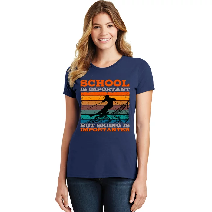 Alpine Ski Retro Vintage School Slope Downhill Skiing Skier Women's T-Shirt