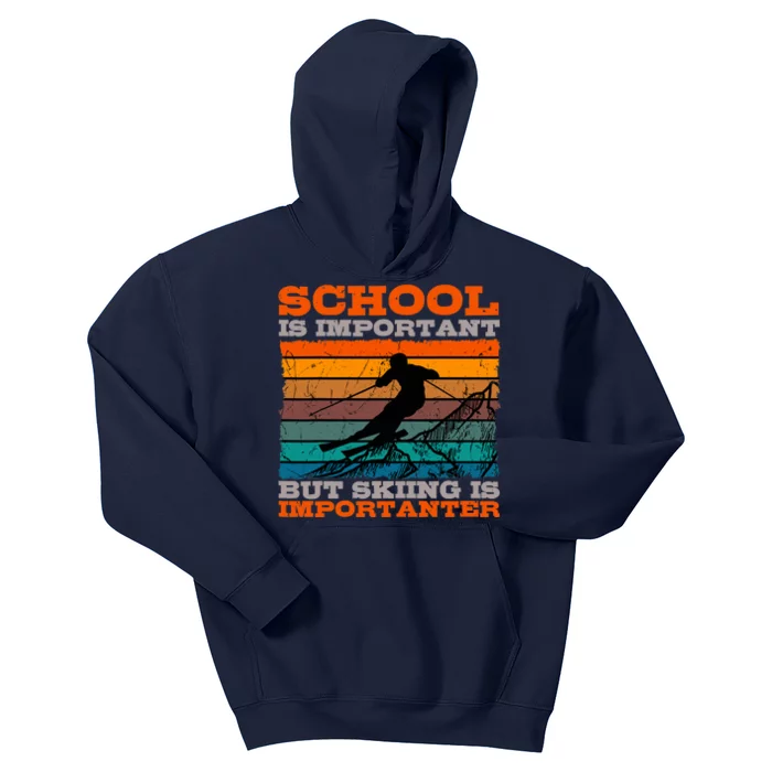 Alpine Ski Retro Vintage School Slope Downhill Skiing Skier Kids Hoodie