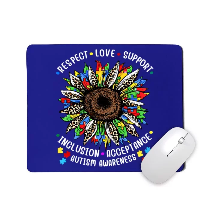 Autism Sunflower Respect Love Support Autism Awareness Gift Mousepad