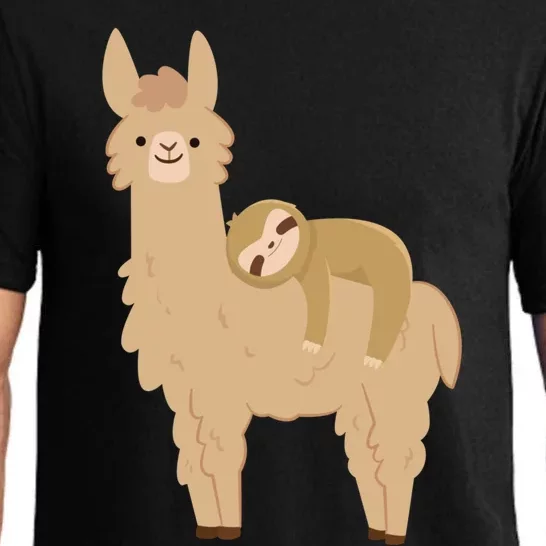 Adorable Sloth Relaxing On A Llama Funny Llama Sloth Pajama Set