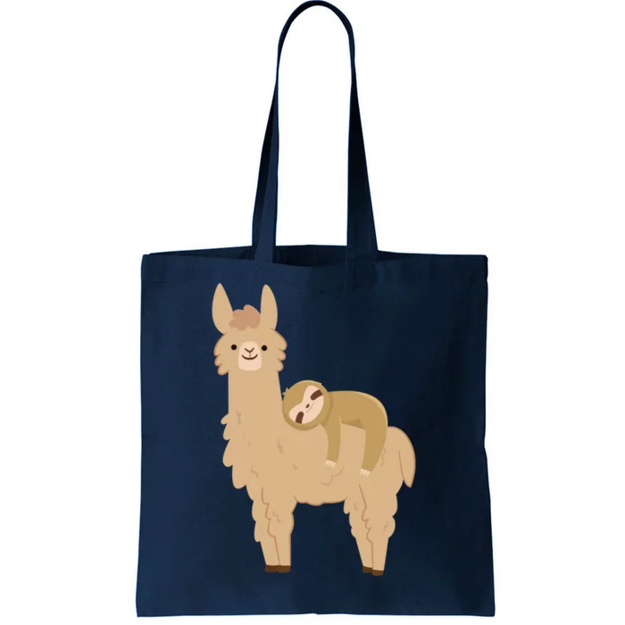 Adorable Sloth Relaxing On A Llama Funny Llama Sloth Tote Bag