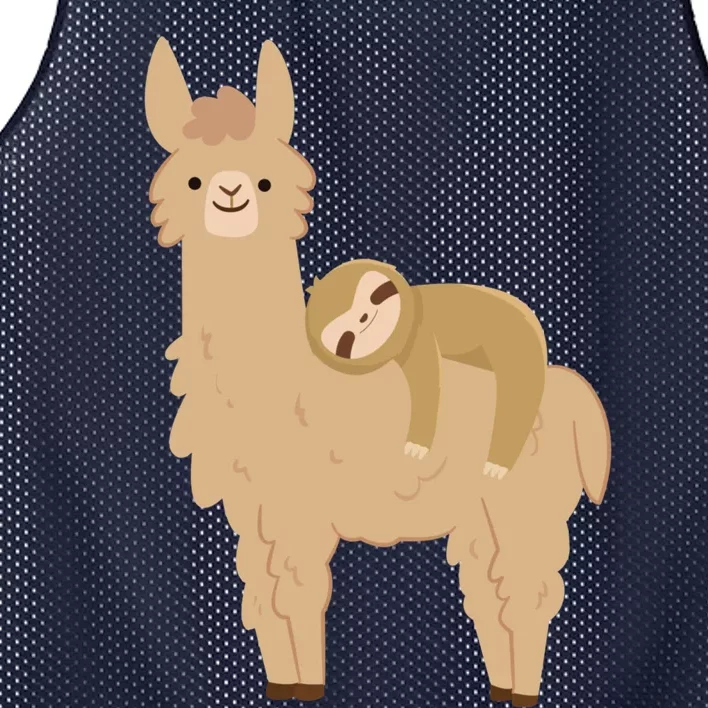 Adorable Sloth Relaxing On A Llama Funny Llama Sloth Mesh Reversible Basketball Jersey Tank