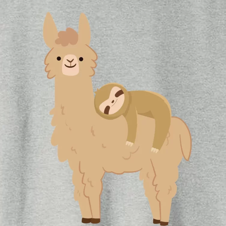 Adorable Sloth Relaxing On A Llama Funny Llama Sloth Women's Crop Top Tee