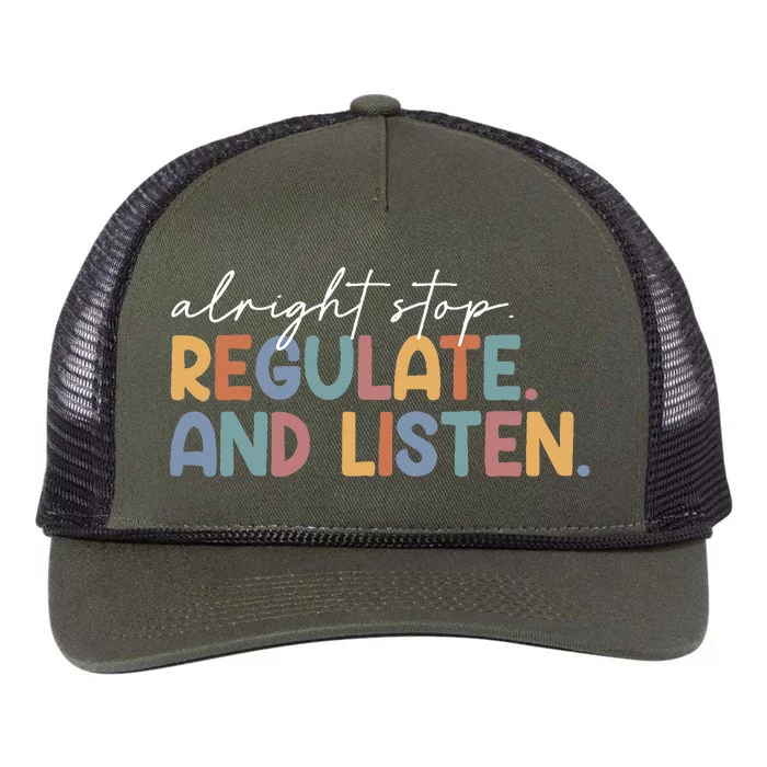 A.lright Stop R.egulate And Listen School Counselor Therapist Retro Rope Trucker Hat Cap