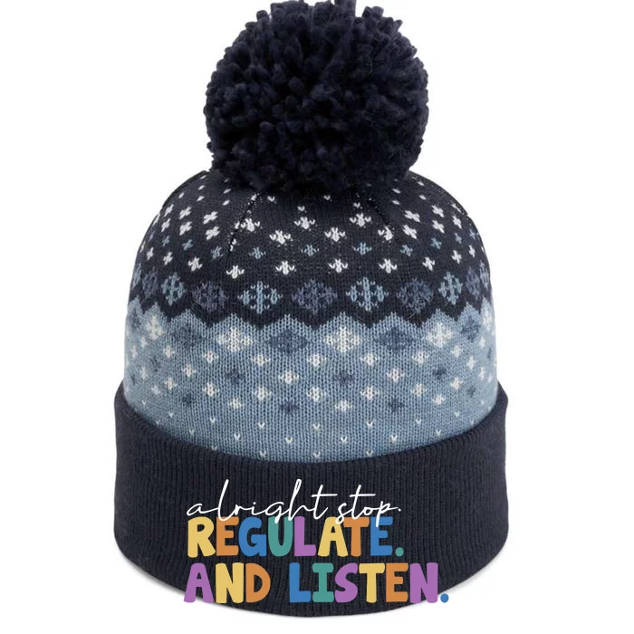 Alright Stop Regulate And Listen School Teacher The Baniff Cuffed Pom Beanie