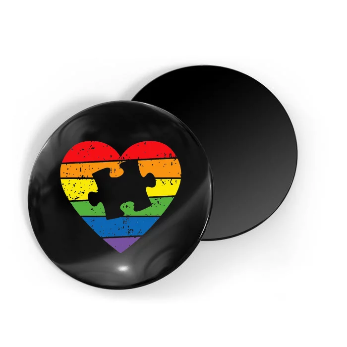 Autism support Rainbow Heart Wear Your Blue Magnet