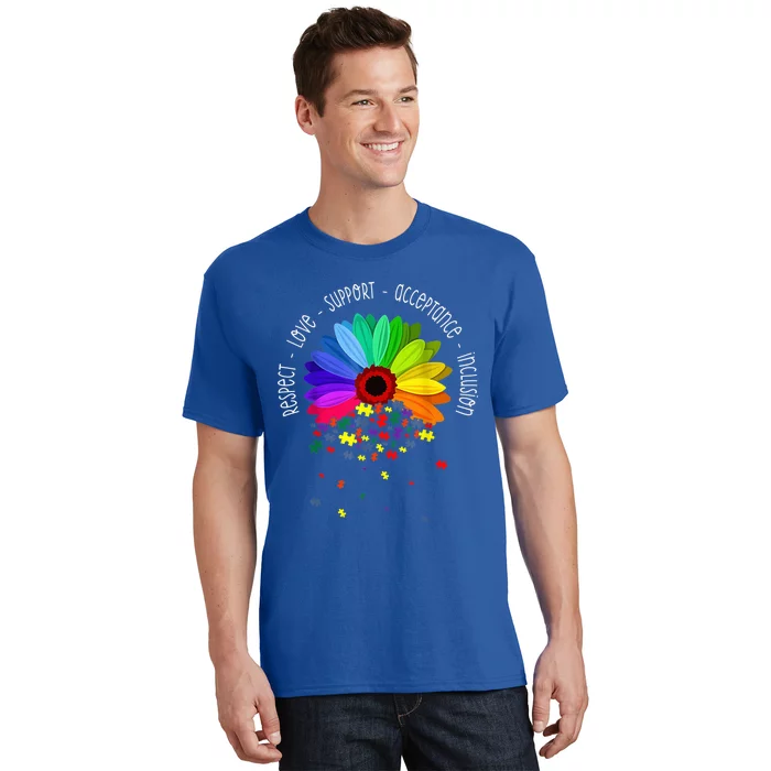 Autism Sunflower Respect Love Support Autism Awareness Wo T-Shirt