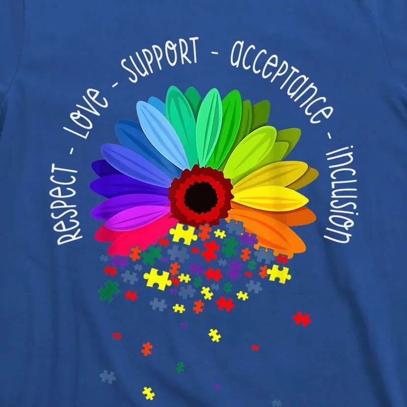 Autism Sunflower Respect Love Support Autism Awareness Wo T-Shirt