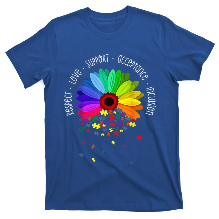 Autism Sunflower Respect Love Support Autism Awareness Wo T-Shirt