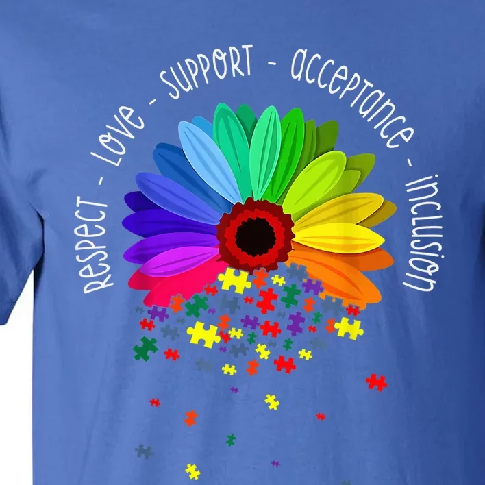 Autism Sunflower Respect Love Support Autism Awareness Wo Tall T-Shirt