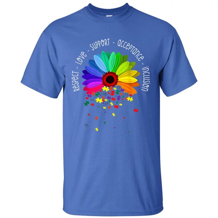 Autism Sunflower Respect Love Support Autism Awareness Wo Tall T-Shirt