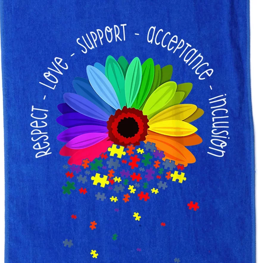 Autism Sunflower Respect Love Support Autism Awareness Wo Platinum Collection Golf Towel