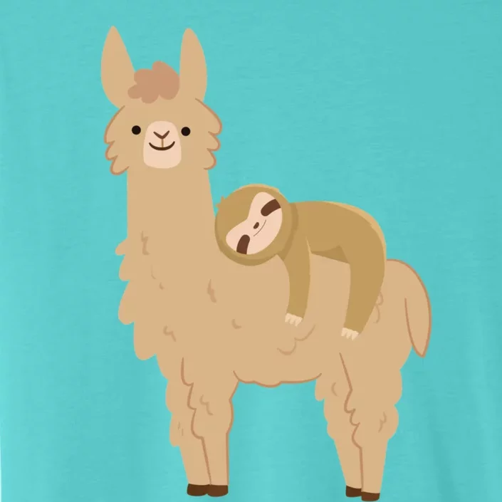 Adorable Sloth Relaxing On A Llama Funny Llama Sloth ChromaSoft Performance T-Shirt