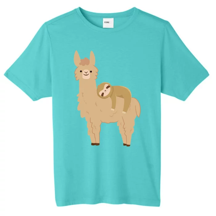 Adorable Sloth Relaxing On A Llama Funny Llama Sloth ChromaSoft Performance T-Shirt