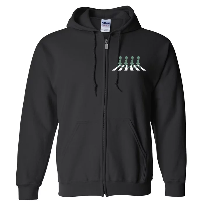 Alien Silhouette Road I Aliens Ufo Area 51 Roswell Full Zip Hoodie