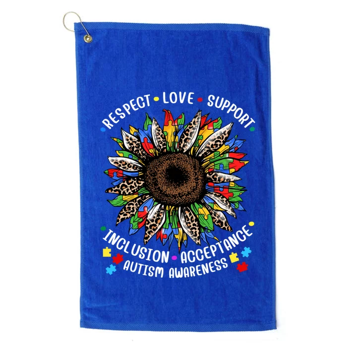 Autism Sunflower Respect Love Support Autism Awareness Gift Platinum Collection Golf Towel