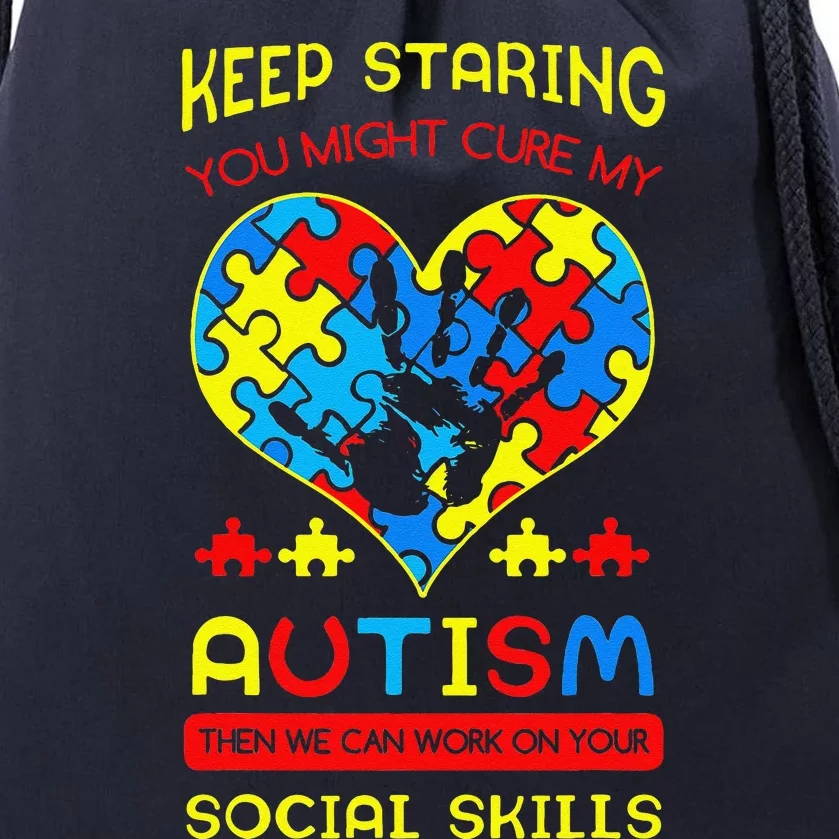 Autism Social Skills Autistic Puzzle Piece Stop Hand Gift Drawstring Bag