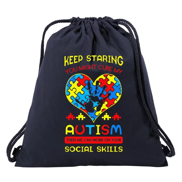 Autism Social Skills Autistic Puzzle Piece Stop Hand Gift Drawstring Bag