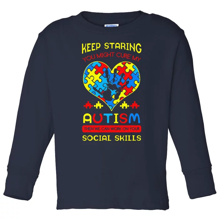 Autism Social Skills Autistic Puzzle Piece Stop Hand Gift Toddler Long Sleeve Shirt