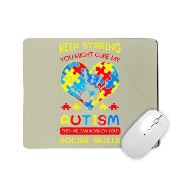 Autism Social Skills Autistic Puzzle Piece Stop Hand Gift Mousepad