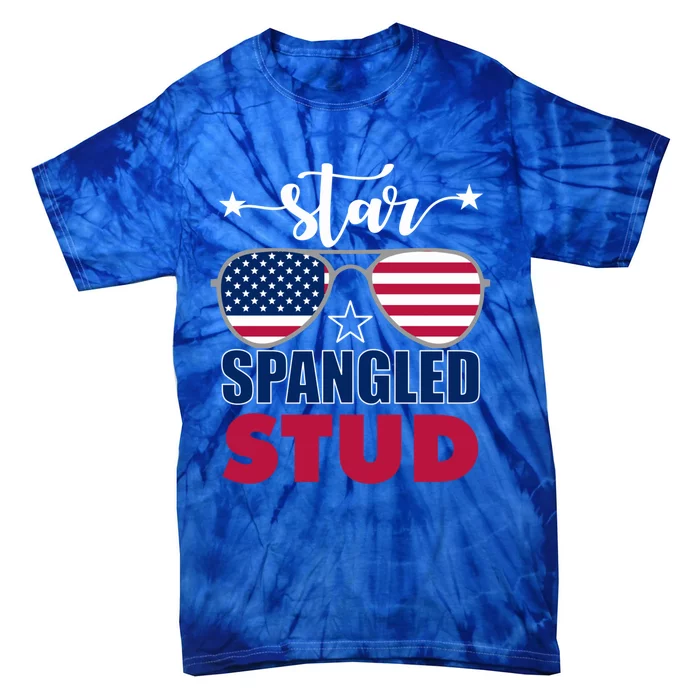 America Star Spangled Stud Graphic Gift Tie-Dye T-Shirt