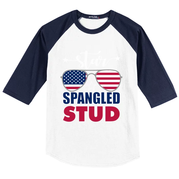 America Star Spangled Stud Graphic Gift Baseball Sleeve Shirt