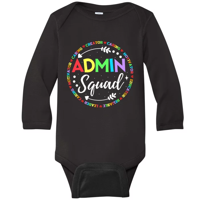 Admin Squad School Assistant Principal Administrator Crew Baby Long Sleeve Bodysuit