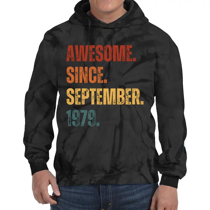 Awesome Since September 1979 44 Years Old Gift 44th Birthday Tie Dye Hoodie