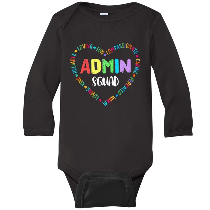 Admin Squad School Assistant Principal Crew Administrator Baby Long Sleeve Bodysuit