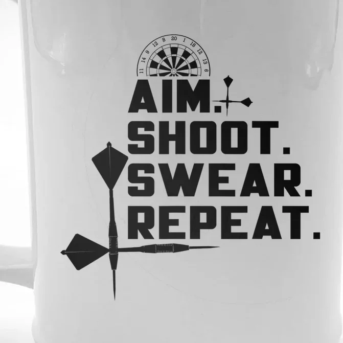 Aim Shoot Swear Repeat Funny Gift Dart Player Gift Front & Back Beer Stein