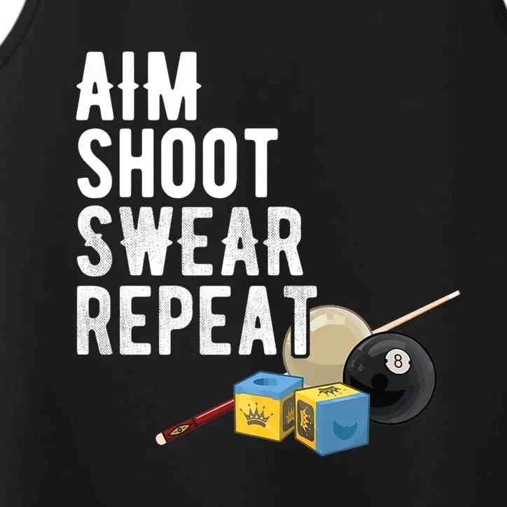 Aim Shoot Swear Repeat Cool Gift Pool Player Cool Gift Hall Shark Billiard Gift Performance Tank