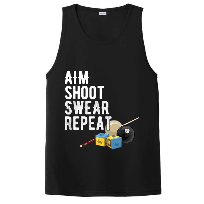 Aim Shoot Swear Repeat Cool Gift Pool Player Cool Gift Hall Shark Billiard Gift Performance Tank