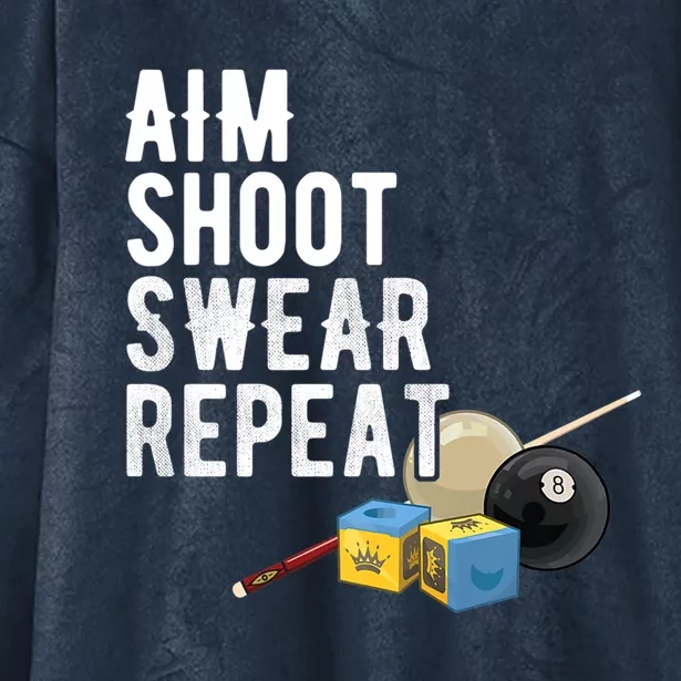 Aim Shoot Swear Repeat Cool Gift Pool Player Cool Gift Hall Shark Billiard Gift Hooded Wearable Blanket