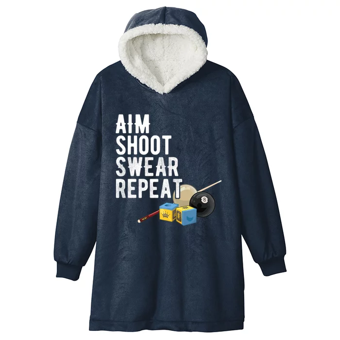 Aim Shoot Swear Repeat Cool Gift Pool Player Cool Gift Hall Shark Billiard Gift Hooded Wearable Blanket